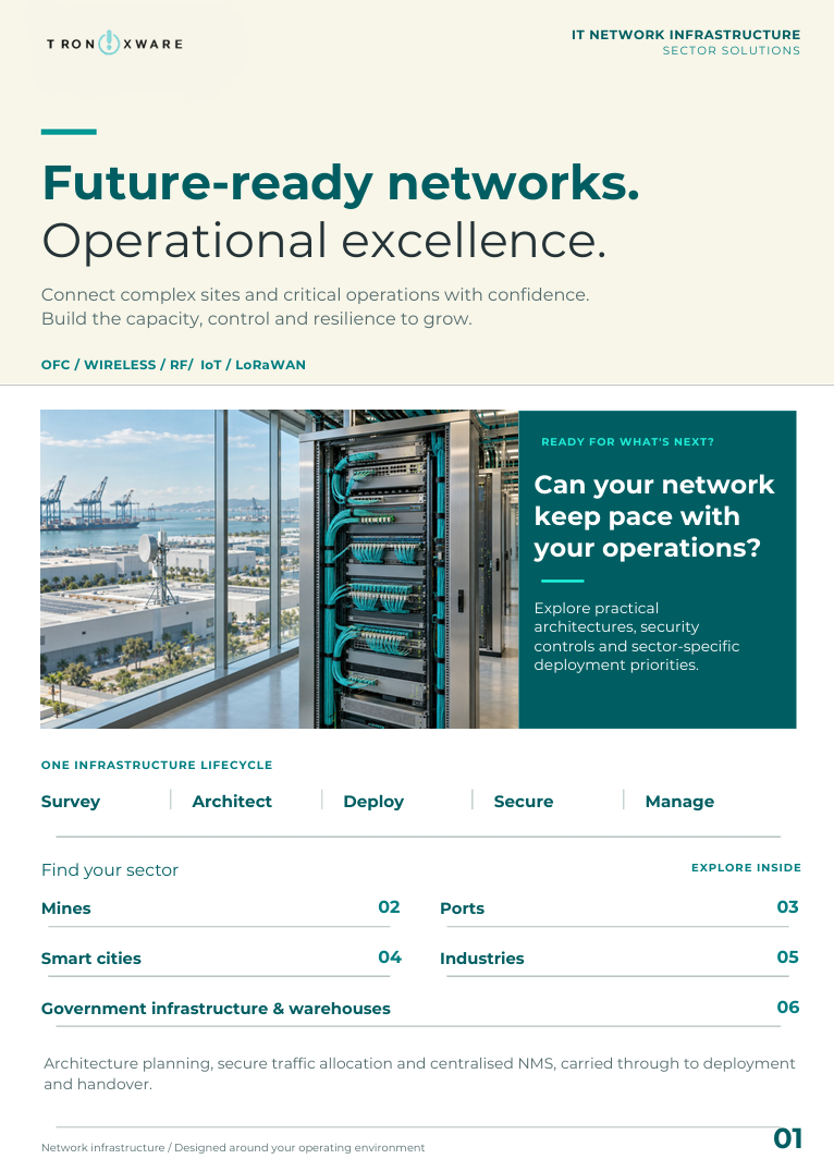Network Design brochure cover, future-ready networks for operational sites